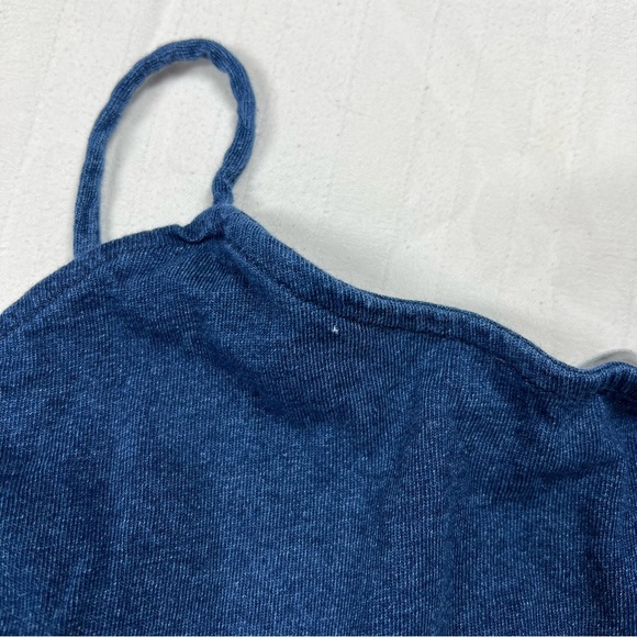 Mango Denim Keyhole Ruffle Tie Front Tank Top - Picture 9 of 9